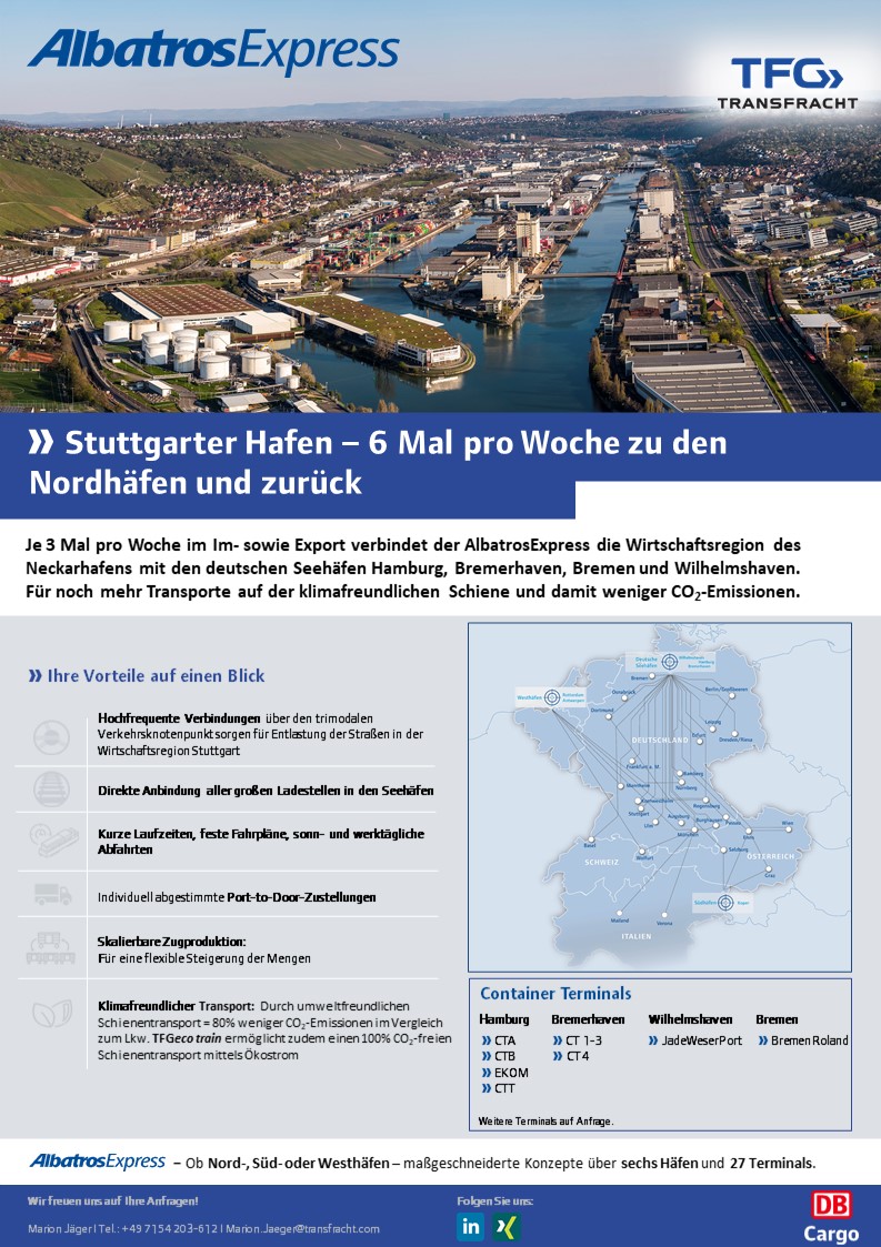 OnePager Albatrosexpress Stuttgart Hafen